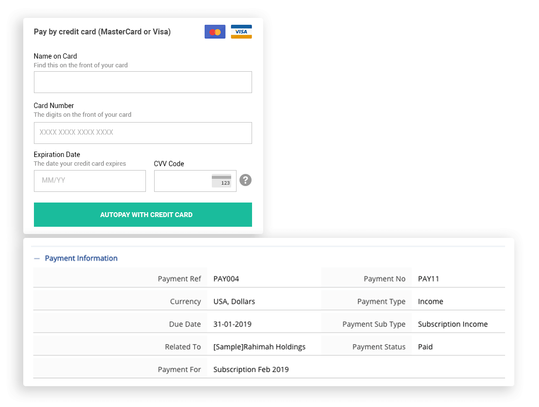 Integrate with Credit Card for Auto Payments Processing