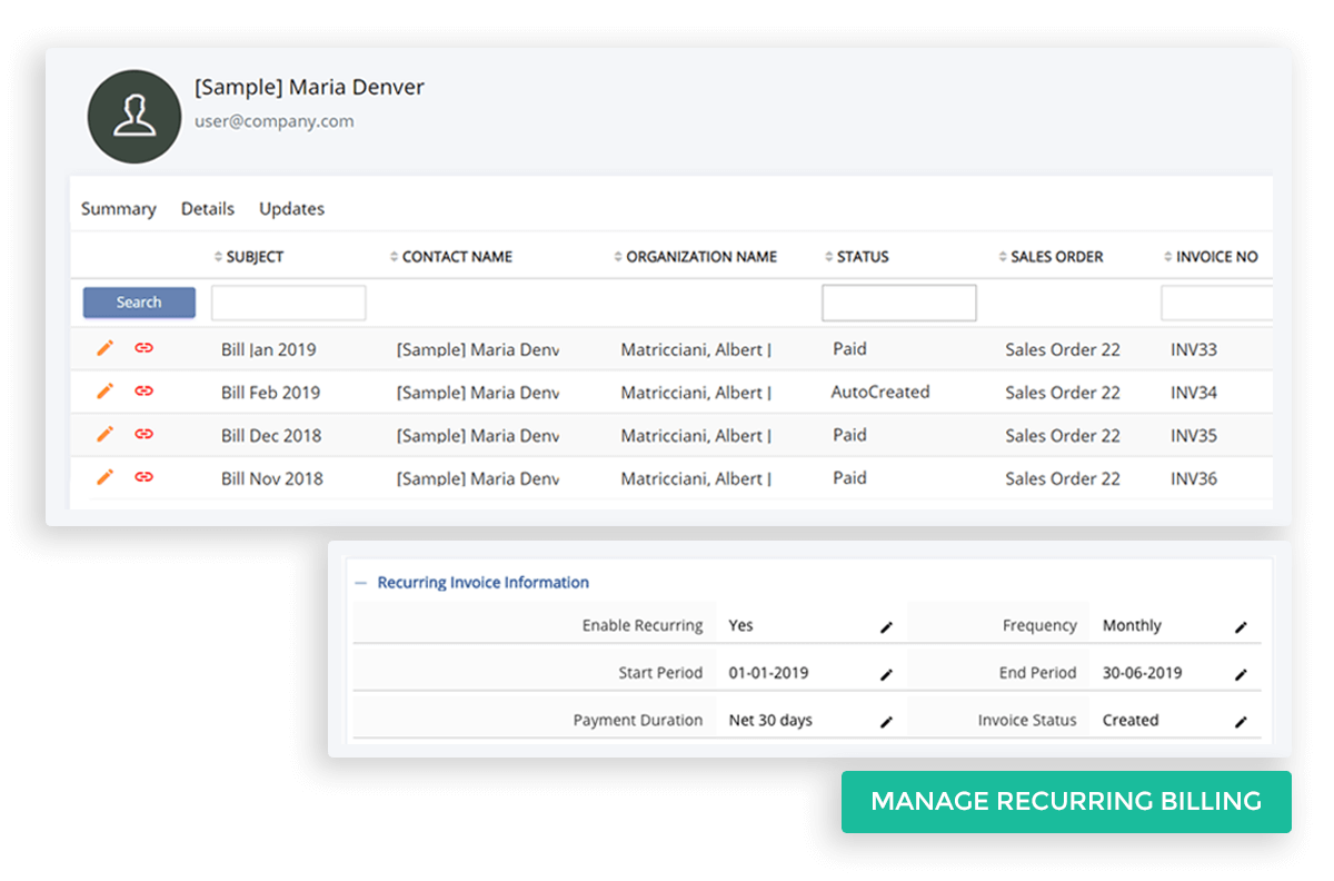 Manage Recurring Billing for Subscription